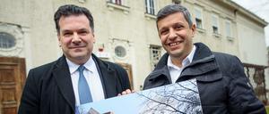 Gideon Joffe (l.), Vorsitzender der Jüdischen Gemeinde Berlin, und Raed Saleh, Vorsitzender der SPD-Fraktion.