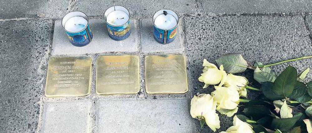 Erinnerung in Messing. Für die Familie Habel gibt es drei Steine in der Heinrich-Heine-Straße.