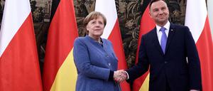 Gute Stimmung machen, ohne sich in den Streitfragen zu bewegen: Polens Präsident Andrzej Duda und Bundeskanzlerin Angela Merkel.