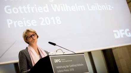 Anja Karliczek (CDU), Bundesministerin für Bildung und Forschung, sprach bei der Verleihung des Gottfried Wilhelm Leibniz-Preises 2018.