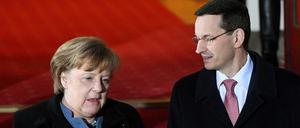 Bundeskanzlerin Angela Merkel (CDU) und Polens Ministerpräsident Mateusz Morawiecki in Warschau.