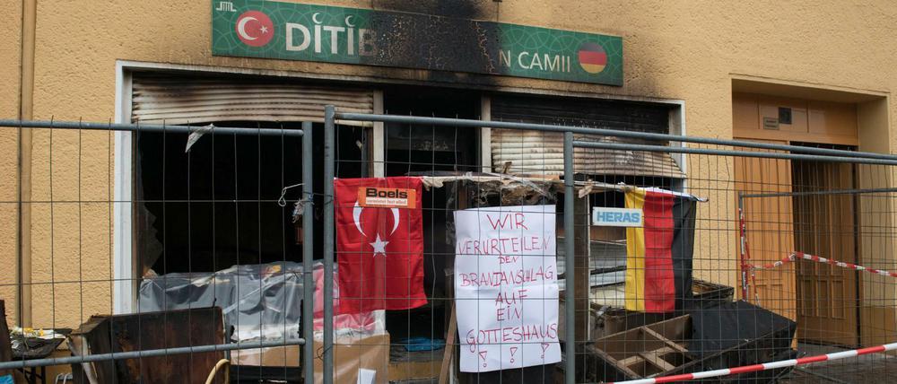 Eine Moschee in Berlin-Reinickendorf nach einem Brandanschlag