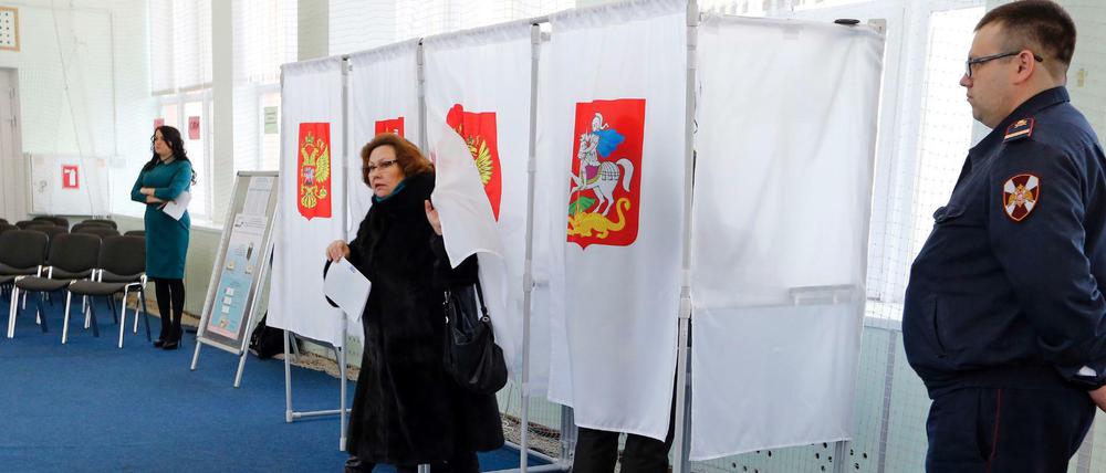 Ein Wahllokal in der russischen Hauptstadt Moskau.