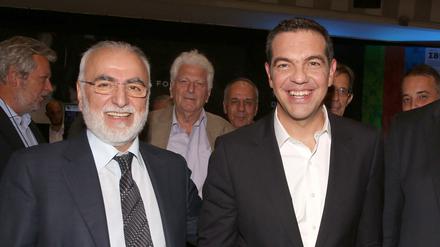 Wie du mir, so ich dir: Paok-Präsident Ivan Savvidis und Premierminister Alexis Tsipras. 
