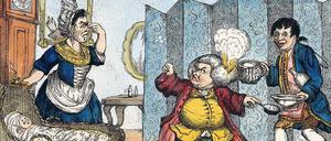 Das Baby hat gelitten, und bei Dr. Slop kokelt die Perücke in Sternes Bestseller „Tristram Shandy“.