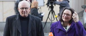 Volker Kauder, Unionsfraktionschef (CDU) und Andrea Nahles, SPD-Fraktionsvorsitzende.