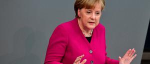 Während ihrer Regierungserklärung: Bundeskanzlerin Angela Merkel. 