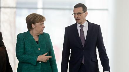 Bundeskanzlerin Angela Merkel und Mateusz Morawiecki Mitte Februar beim Antrittsbesuch des neuen polnischen Ministerpräsidenten in Berlin.
