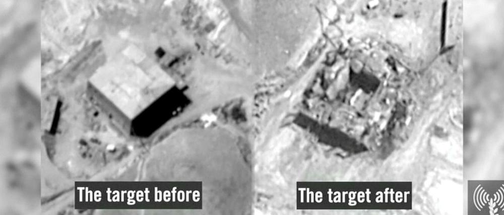 Von Israels Militär dokumentiert: Der syrische Reaktor vor (links) und nach dem Angriff.