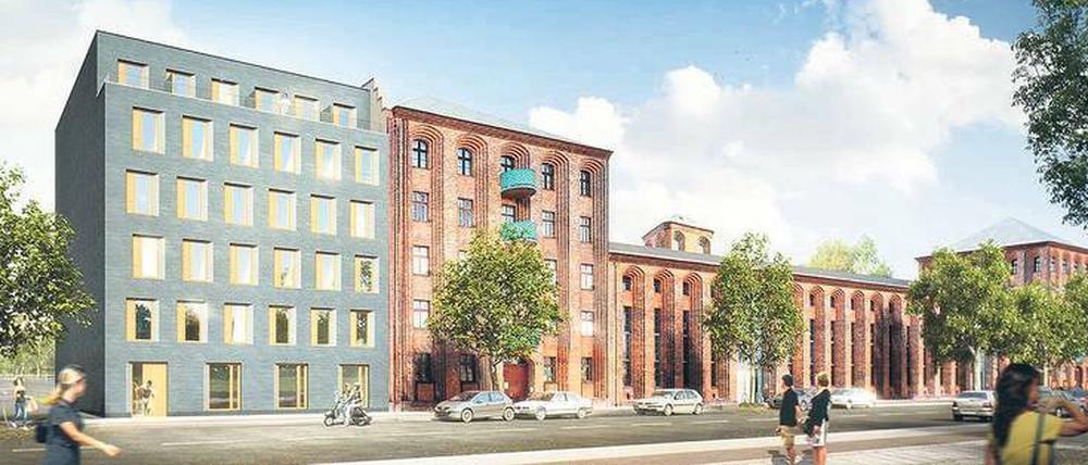 In Pankow soll ein sogenanntes Übergangshaus gebaut werden. „Transit“ heißt das Projekt (im Foto links neben einem alten Umspannwerk); bis zu 46 Wohnungslose sollen dort einen Platz finden.