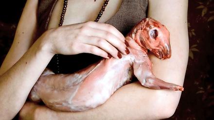 Zart und schaurig. Carina Linges "Dame mit Kaninchen", 2008. 