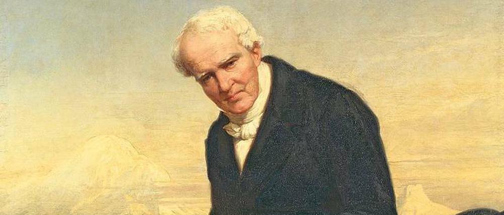 In die Ferne versetzt. Im hohen Alter saß Alexander von Humboldt in Berlin, nicht vor Bergen – aber der Maler hat ihn publikumswirksam so platziert. 