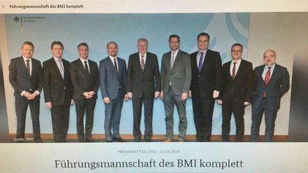 "Führungsmannschaft komplett": Ein Screenshot der BMI-Website - bevor das Bild ausgetauscht wurde.