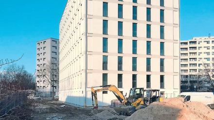 Minimaler Wohnungsbau: Die sogenannte MUF (Modulare Unterkunft für Flüchtlinge) in Reinickendorf ist in Modulbauweise konzipiert. 