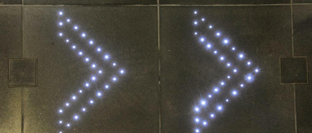 Die Versuchsanlage für Lichtfaserbeton am S-Bahnhof Anhalter Bahnhof.