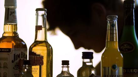 Flaschen mit Alkohol. 
