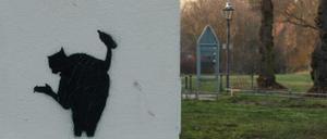 Versuchung auf dem Dorfanger. Graffito in Marienfelde.