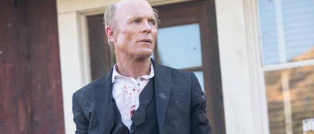 Ed Harris sucht als „The Man in Black“ (oben) auf Sky das Geheimnis von „Westworld“.
