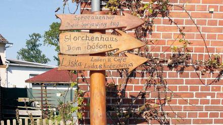 Wegweiser am Streckenrand der Tour Sorbische Impressionen