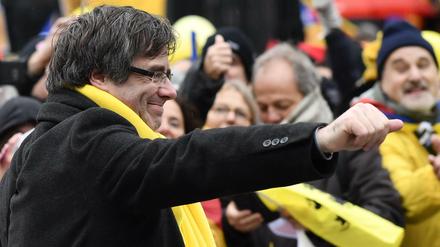 Der ehemalige katalanische Regierungschef Carles Puigdemont in Brüssel (Belgien) bei einer Demonstration. 