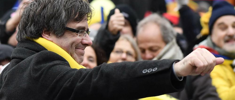 Der ehemalige katalanische Regierungschef Carles Puigdemont in Brüssel (Belgien) bei einer Demonstration. 