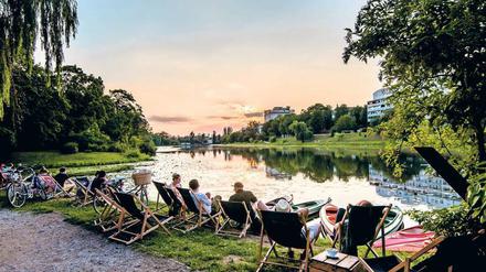 Im Jetzt. Vom rechten Ufer der Weichsel hat man einen guten Blick auf das Zentrum der Stadt. 