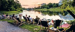 Im Jetzt. Vom rechten Ufer der Weichsel hat man einen guten Blick auf das Zentrum der Stadt. 