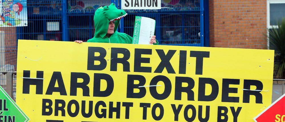 Protest gegen eine "Harte Grenze durch den Brexit" in Belfast (Archivbild vom 2. März 2017)