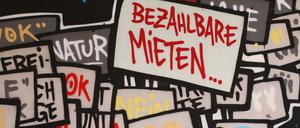 Graffiti gegen steigende Mieten. 