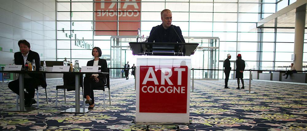Der Direktor der Art Cologne Daniel Hug spricht zur Eröffnung der Kunstmesse. Die Art Cologne findet vom 19. bis 22.04.2018 in Köln statt.