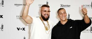 Kollegah und Farid Bang bei der 27. Verleihung des Deutschen Musikpreises Echo 2018 in der Messe Berlin.