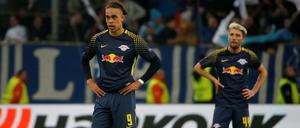 Yussuf Poulsen (l.) und Kevin Kampl sind mit RB Leipzig gescheitert. 