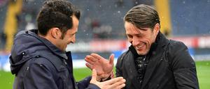 Du hier? Niko Kovac (rechts) wechselt im Sommer zu seinem früheren Mitspieler Hasan Salihamidzic nach München.