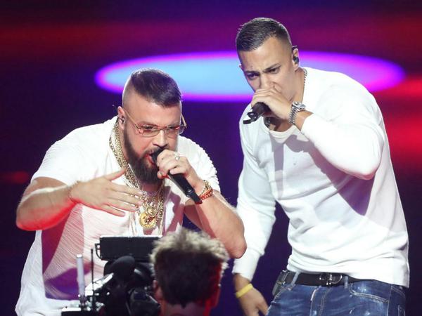 Die Rapper Kollegah (r) und Farid Bang bei der Echo-Verleihung.