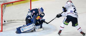 Die Eisbären mit Thomas Oppenheimer wollen Danny aus den Birken auch im zweiten Finale ordentlich beschäftigen.