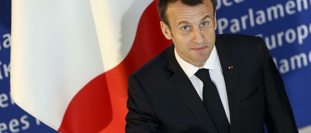 Frankreichs Präsident Emmanuel Macron am Dienstag im Straßburger Europaparlament.