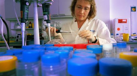 Eine Laborassistentin der Berliner Biotech-Firma Noxxon Pharma AG bei der Arbeit. 