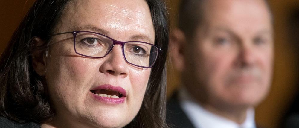 Andrea Nahles die SPD führen. Wird sie gewählt, ist sie die erste Frau an der Parteispitze.