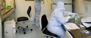 Wissenschaftlerinnen arbeiten in einem Labor und dokumentieren ihre Arbeit.