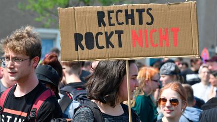 Rund 1500 Menschen kamen zu dem Protest gegen die Neonazis in Ostritz.