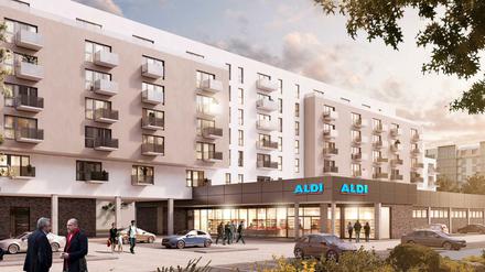 Vom Discounter Aldi geplantes Wohnprojekt in Berlin Lichtenberg.