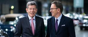 Führungswechsel. Der neue VDA-Präsident Bernhard Mattes (l) und sein Vorgänger Matthias Wissmann beim Neujahrsempfang des Verbandes der Automobilindustrie (VDA) im Januar 2018.