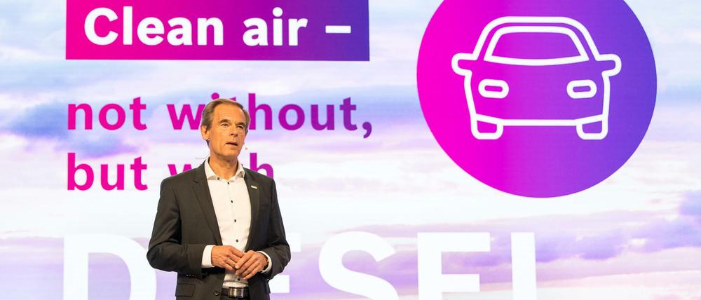 Zukunft mit Diesel. Volkmar Denner, Vorsitzender der Geschäftsführung der Robert Bosch GmbH, während der Bilanzpressekonferenz.