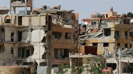Zerstörte Häsuer in der Stadt Duma, in der lange umkämpften Region Ost-Ghouta.