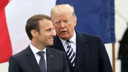 Frankreichs Staatschef Macron (links) und US-Präsident Trump am Dienstag vor dem Weißen Haus.