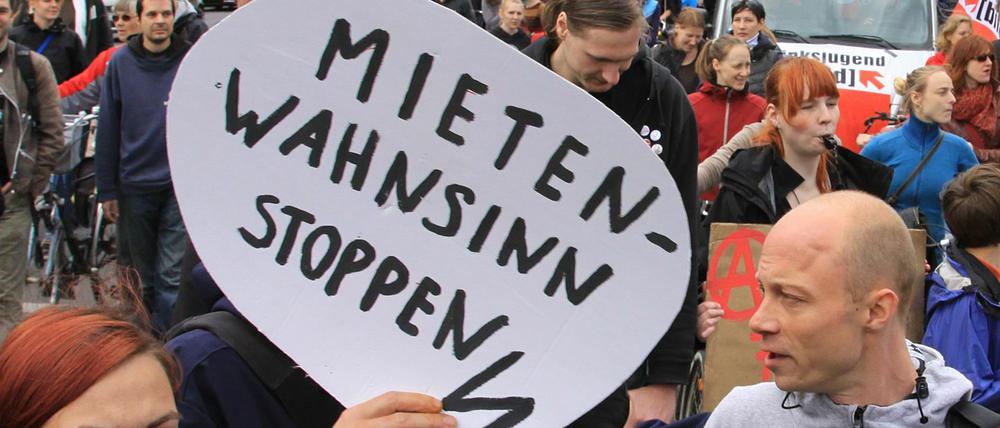 Demonstration gegen hohe Mieten in Berlin.