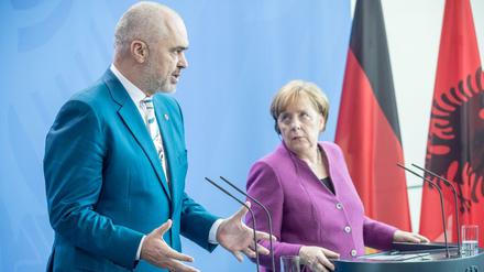 Bundeskanzlerin Angela Merkel (CDU) und der albanische Premierminister Edi Rama am Mittwoch im Kanzleramt.