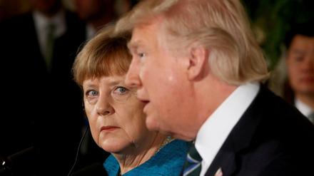 Kanzlerin Angela Merkel und US-Präsident Donald Trump bei einem Treffen im März 2017.