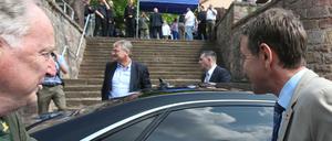 AfD-Politiker Alexander Gauland (links), Jörg Meuthen (hinten links) und Björn Höcke 2016 am Kyffhäuserdenkmal.