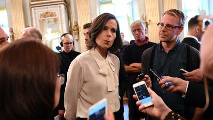 Sara Danius, die Ständige, inzwischen auch zurückgetretene Sekretärin der Schwedischen Akademie, der Jury für den Literatur-Nobelpreis, am Tag, als Bob Dylan den Literaturnobelpreis zugesprochen bekam.
